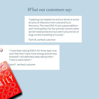 Leapfrog DAILY Lactoferrin supplement five star customer reviews for energy and avoiding colds and flu